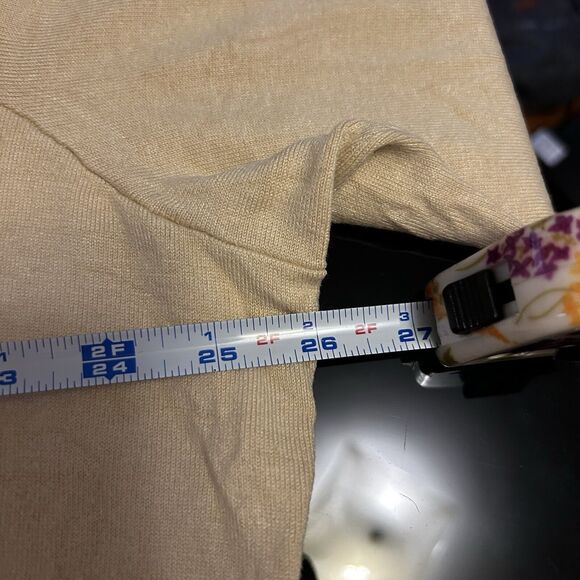 Lauren Ralph Lauren Cardigan Sweater Tan Silk Blend 3X Button Front Pockets - Picture 5 of 6